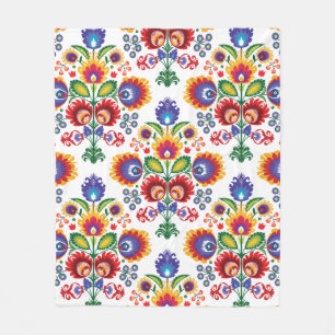 🧡 😍 Geweldige folksamenstelling op wit Fleece Deken