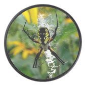 Geweldige Foto Orb Spider op internet Hockey Puck (Voorkant)