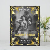 Geweldige foto van Gatsby Art Deco Wedding Gold en Save The Date (Staand voorkant)