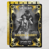 Geweldige foto van Gatsby Art Deco Wedding Gold en Save The Date (Voorkant / Achterkant)