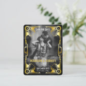 Geweldige foto van Gatsby Art Deco Wedding Gold en Save The Date (Staand voorkant)