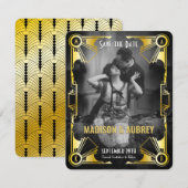 Geweldige foto van Gatsby Art Deco Wedding Gold en Save The Date (Voorkant / Achterkant)