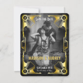 Geweldige foto van Gatsby Art Deco Wedding Gold en Save The Date (Voorkant)