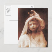 Geweldige Funny Antiek Cat Girl Foto Briefkaart (Voorkant / Achterkant)