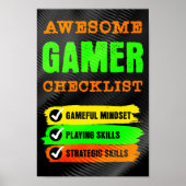 Geweldige Gamer Checklist Gaming Poster (Voorkant)