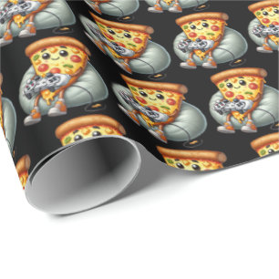 Geweldige gamer pizzafeest betegeld cadeaupapier
