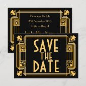 Geweldige Gatsby 1920s Art Deco Wedding Save the D Date (Voorkant / Achterkant)