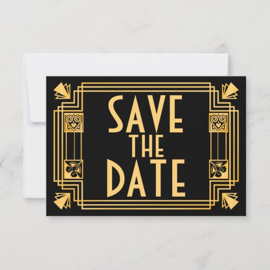 Geweldige Gatsby 1920s Art Deco Wedding Save the D Save The Date (Voorkant)