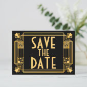 Geweldige Gatsby 1920s Art Deco Wedding Save the D Save The Date (Staand voorkant)