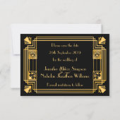Geweldige Gatsby 1920s Art Deco Wedding Save the D Save The Date (Achterkant)