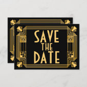 Geweldige Gatsby 1920s Art Deco Wedding Save the D Save The Date (Voorkant / Achterkant)