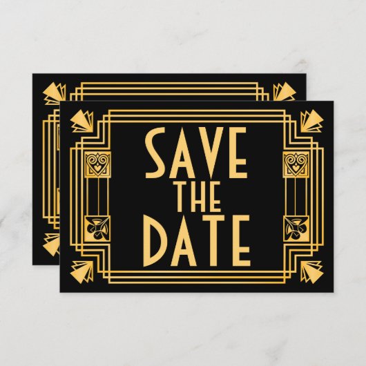 Geweldige Gatsby 1920s Art Deco Wedding Save the D Save The Date (Voorkant / Achterkant)