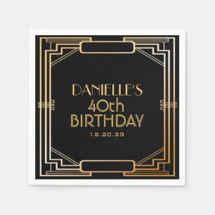 Geweldige Gatsby Art Deco Birthday - persoonlijke  Servet