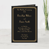 Geweldige Gatsby Art Deco Black Gold Wedding Progr Programma (Voorkant)