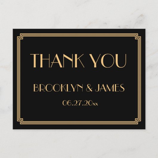 Geweldige Gatsby Art Deco Black Weddenschap Hartel Briefkaart (Voorkant)