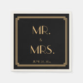 Geweldige Gatsby Art Deco Black Wedding Napkins Servetten (Voorkant)