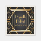Geweldige Gatsby Art Deco bruiloft gepersonaliseer Servet (Voorkant)