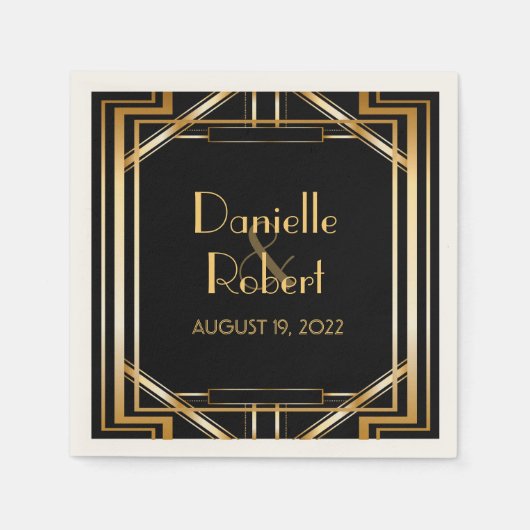 Geweldige Gatsby Art Deco bruiloft gepersonaliseer Servetten (Voorkant)