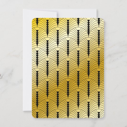 Geweldige Gatsby Art Deco bruiloft Goud & Zwart Fo Save The Date (Achterkant)