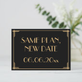 Geweldige Gatsby Art Deco Bruiloft Zelfde Plan Nie Save The Date (Staand voorkant)