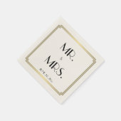 Geweldige Gatsby Art Deco Ecru Gold Wedding Napkin Servet (Hoek)