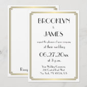 Geweldige Gatsby Art Deco Gold Wedding Invitations Kaart (Voorkant / Achterkant)