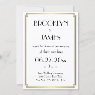 Geweldige Gatsby Art Deco Gold Wedding Invitations Kaart