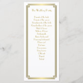 Geweldige Gatsby Art Deco Gold White Wedding Progr Programmakaart (Achterkant)