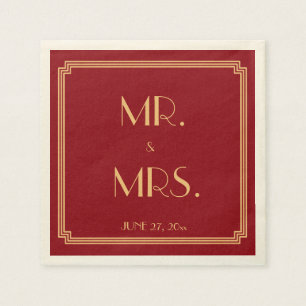 Geweldige Gatsby Art Deco Red Wedding Napkins Servet