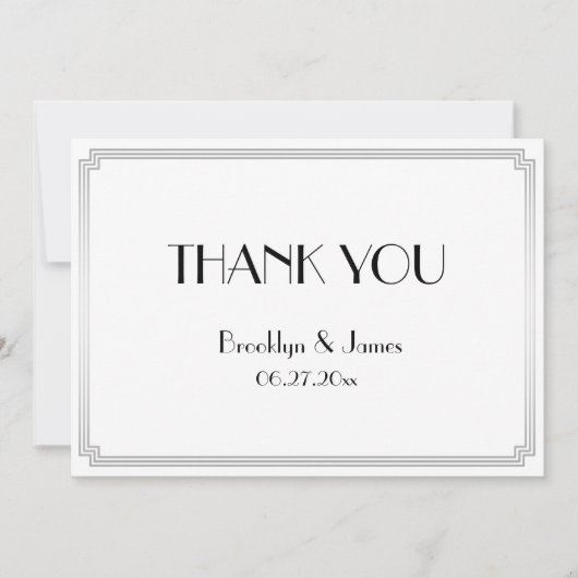 Geweldige Gatsby Art Deco Silver Weddenschap Harte Bedankkaart (Voorkant)