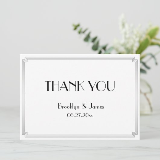 Geweldige Gatsby Art Deco Silver Weddenschap Harte Bedankkaart (Staand voorkant)