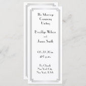 Geweldige Gatsby Art Deco Silver Wedding Programma Programmakaart (Voorkant / Achterkant)