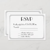 Geweldige Gatsby Art Deco Silver Wedding RSVP-Kaar RSVP Kaartje (Voorkant / Achterkant)