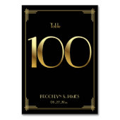 Geweldige Gatsby Art Deco Table Number 100 Gold Bl Kaart (Achterkant)