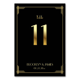 Geweldige Gatsby Art Deco Table Number 11 Gold Bla Kaart