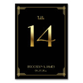 Geweldige Gatsby Art Deco Table Number 14 Gold Bla Kaart (Voorkant)