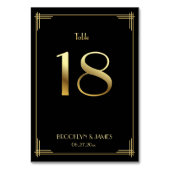Geweldige Gatsby Art Deco Table Number 18 Gold Bla Kaart (Voorkant)