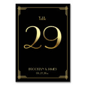 Geweldige Gatsby Art Deco Table Number 29 Gold Bla Kaart (Achterkant)
