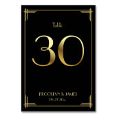 Geweldige Gatsby Art Deco Table Number 30 Gold Bla Kaart (Voorkant)