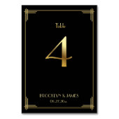 Geweldige Gatsby Art Deco Table Number 4 Gold Blac Kaart (Achterkant)