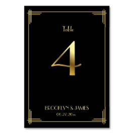 Geweldige Gatsby Art Deco Table Number 4 Gold Blac Kaart