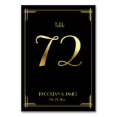 Geweldige Gatsby Art Deco Table Number 72 Gold Bla Kaart (Achterkant)