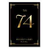 Geweldige Gatsby Art Deco Table Number 74 Gold Bla Kaart (Achterkant)