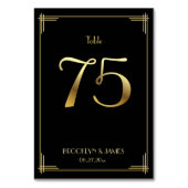 Geweldige Gatsby Art Deco Table Number 75 Gold Bla Kaart (Achterkant)