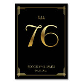 Geweldige Gatsby Art Deco Table Number 76 Gold Bla Kaart (Voorkant)