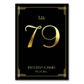 Geweldige Gatsby Art Deco Table Number 79 Gold Bla Kaart (Achterkant)