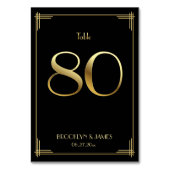 Geweldige Gatsby Art Deco Table Number 80 Gold Bla Kaart (Voorkant)