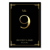 Geweldige Gatsby Art Deco Table Number 9 Gold Blac Kaart (Voorkant)