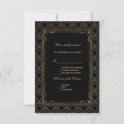 Geweldige Gatsby  Art Deco Wedding RSVP (Voorkant)