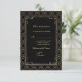 Geweldige Gatsby  Art Deco Wedding RSVP Kaartje (Staand voorkant)